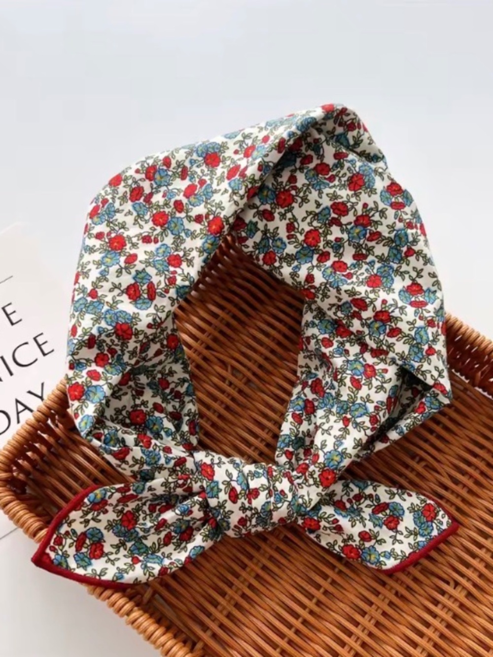 Small Red and Blue Floral Kerchief Bandana NWOT